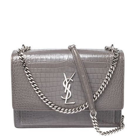 ysl sunset bag inside|YSL sunset bag croc grey.